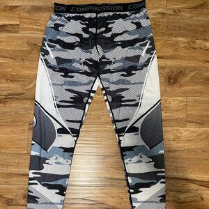 Compression Leggings Tights Black Gray White Camo - Size 2XL